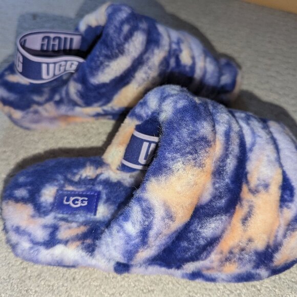 Women's Ugg Fluff Yeah Violet Marble Slide Slipper - Size 8 - Picture 5 of 6